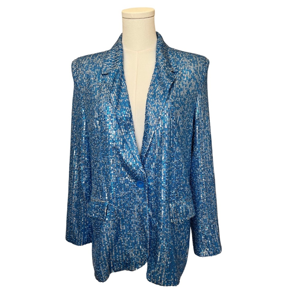 Ranna Gill Sequin Blazer in Blue Size M NWT!